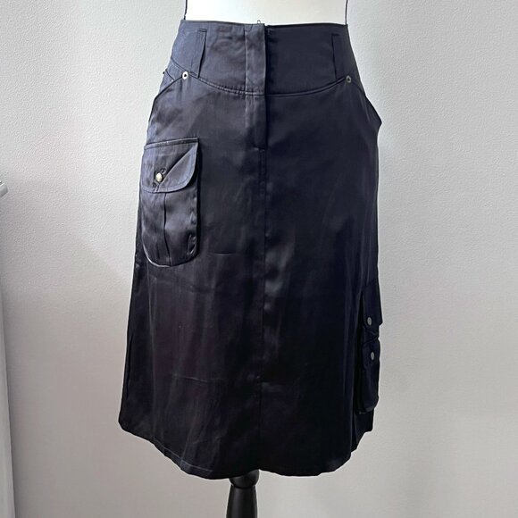 Vintage Buffalo David Britton Black Edris 100% Silk Skirt in Size 29 - Picture 1 of 6